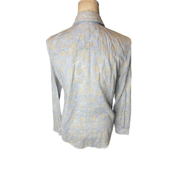 J McLaughlin Button Front Shirt Lightweight Cotton Blouse Blue Long Sleeve Sz 4 - Picture 3 of 5